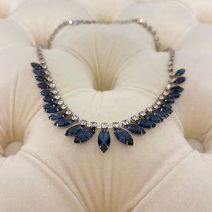 Charming Charlie Blue Diamond Statement Necklace with Silver